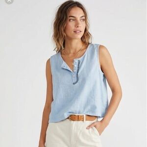 Vintage North Country Lightweight Boxy Denim Shirt with Embroidery Size Large